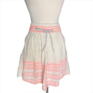 Ace & Jig Mini Skirt Size Small Gauze Cotton Blend Neon Stripe Boho Pockets